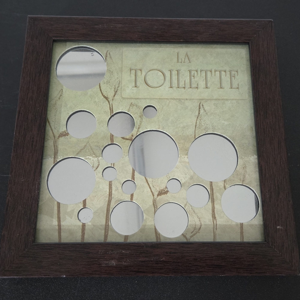 La Toilette Mirrored Bubbles Bathroom Framed Wall Art 7" x 0.75"